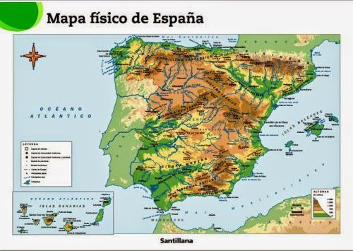 Mapa físico y político de España