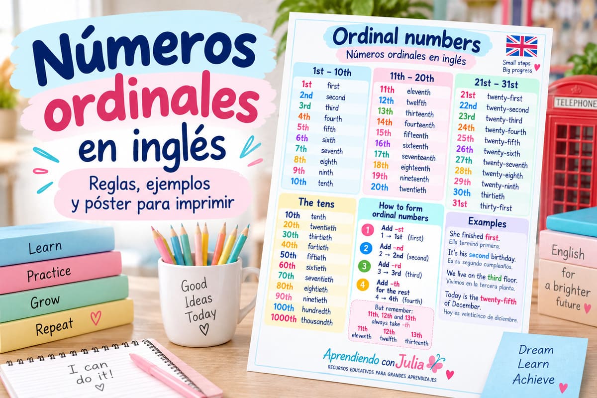números ordinales en inglés IMPRIMIR