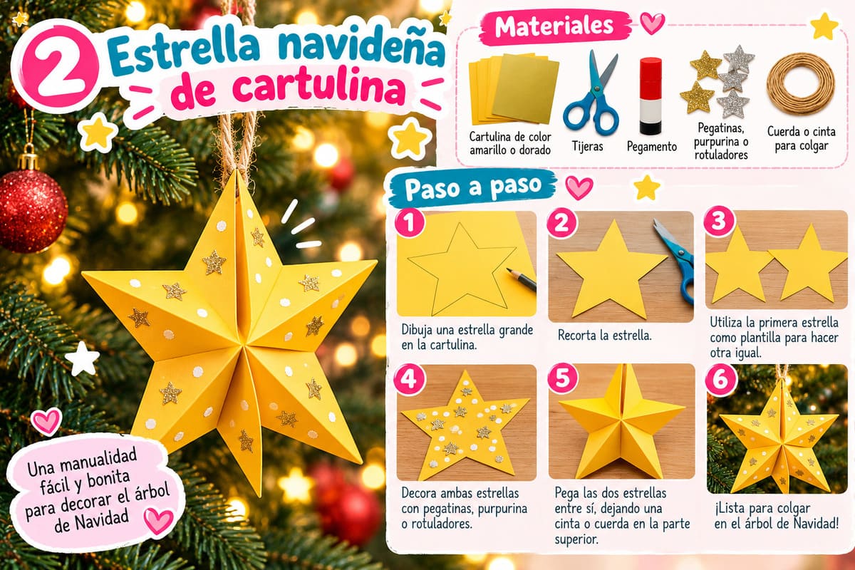 Estrellas navideñas de cartulina para colgar