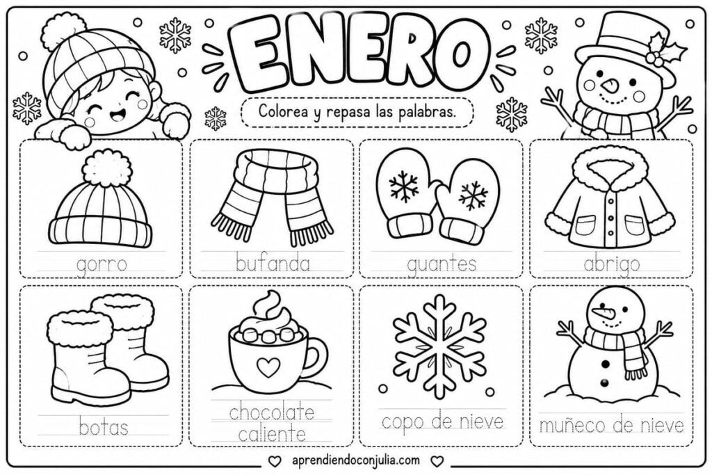 Ficha de enero_ vocabulario de invierno