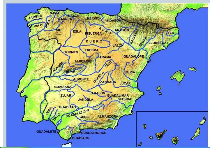 Resultado de imagen de mapa rios españa