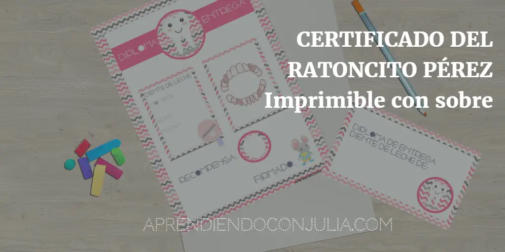Certificado imprimible del ratoncito Pérez. Diploma de entrega de diente