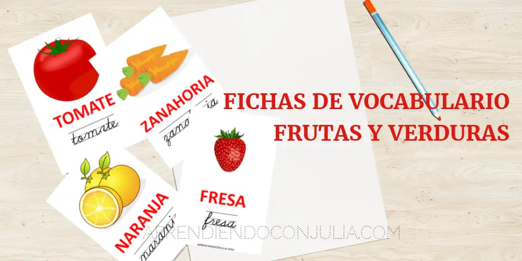 Fichas imprimibles de vocabulario: Frutas y verduras