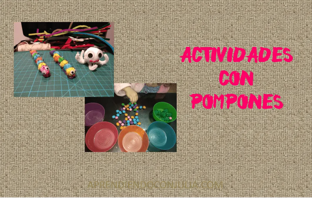 4 manualidades y juegos con pompones de colores para niños