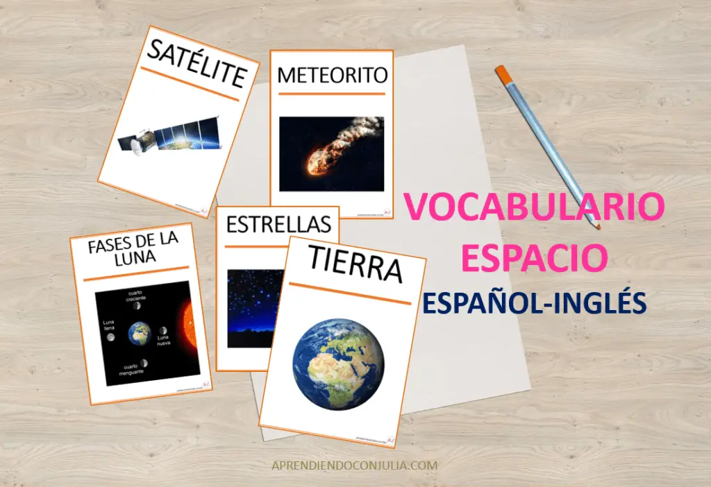 Fichas de vocabulario del espacio. Proyecto del universo