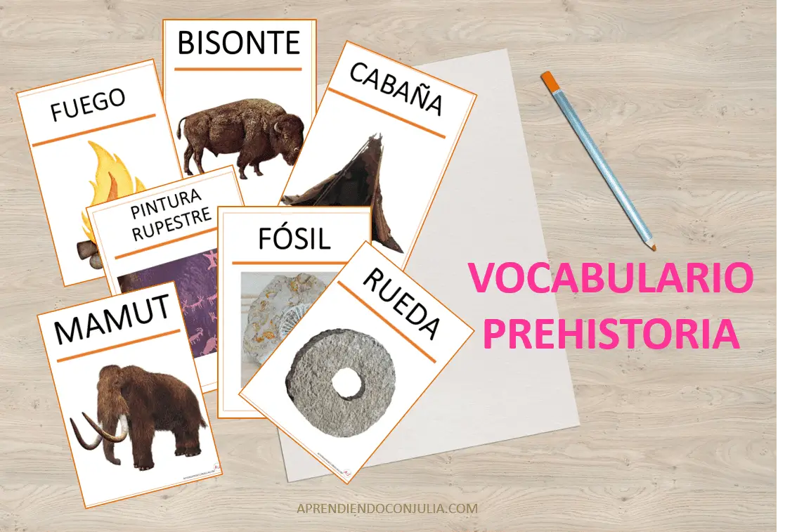 Vocabulario de la prehistoria para imprimir en español