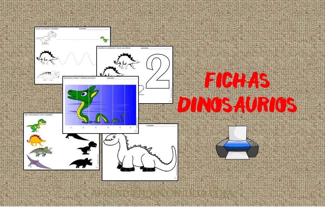 Fichas de dinosaurios para imprimir. Educación infantil.