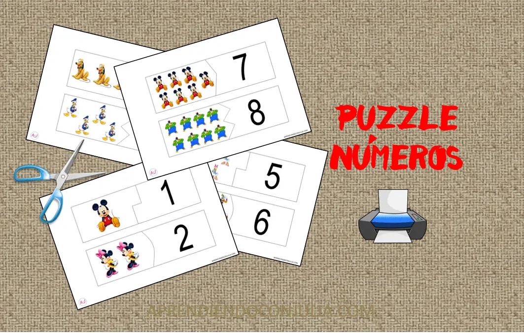 Puzzle de los números imprimir: Del 1 al 14 - con Julia