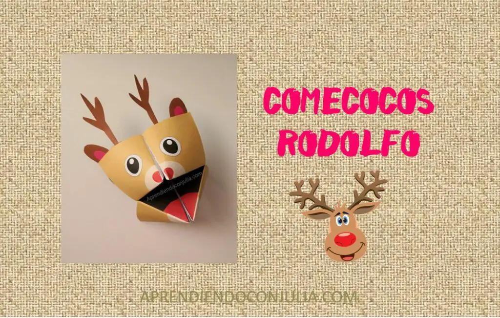 Comecocos de Rodolfo el reno para imprimir. Cootie Catcher – Rudolf.