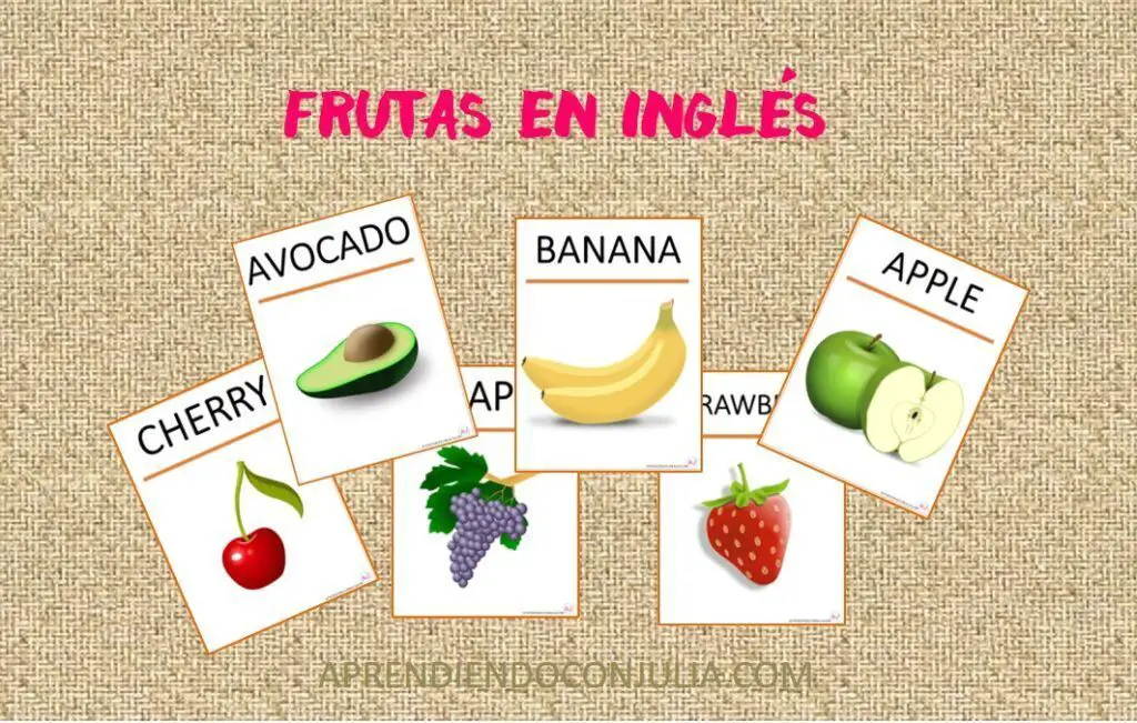 Frutas en inglés. Vocabulario para imprimir.