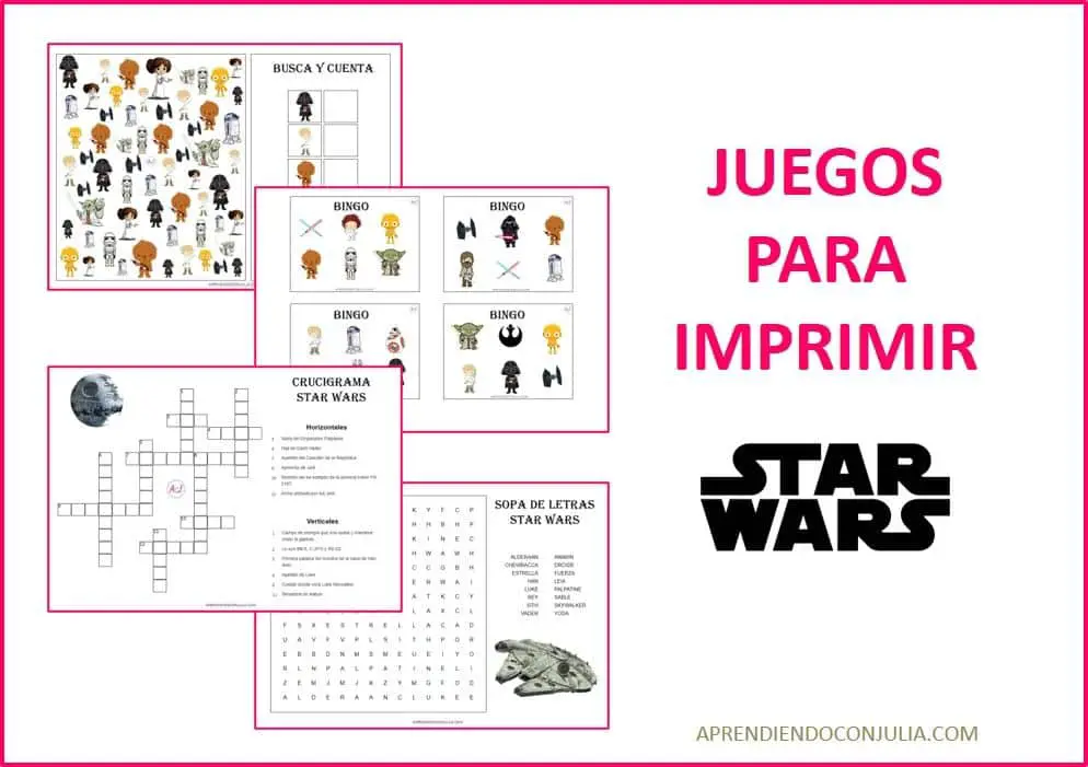 Juegos para imprimir de Star Wars para niños - Aprendiendo con Julia