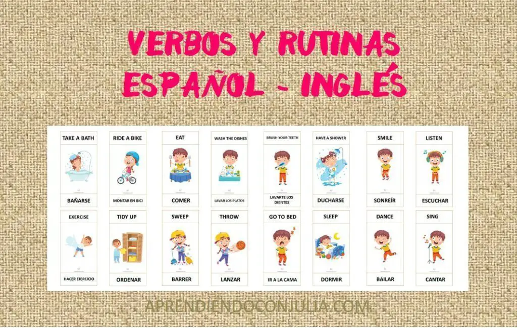 Verbos y rutinas diarias en español e inglés