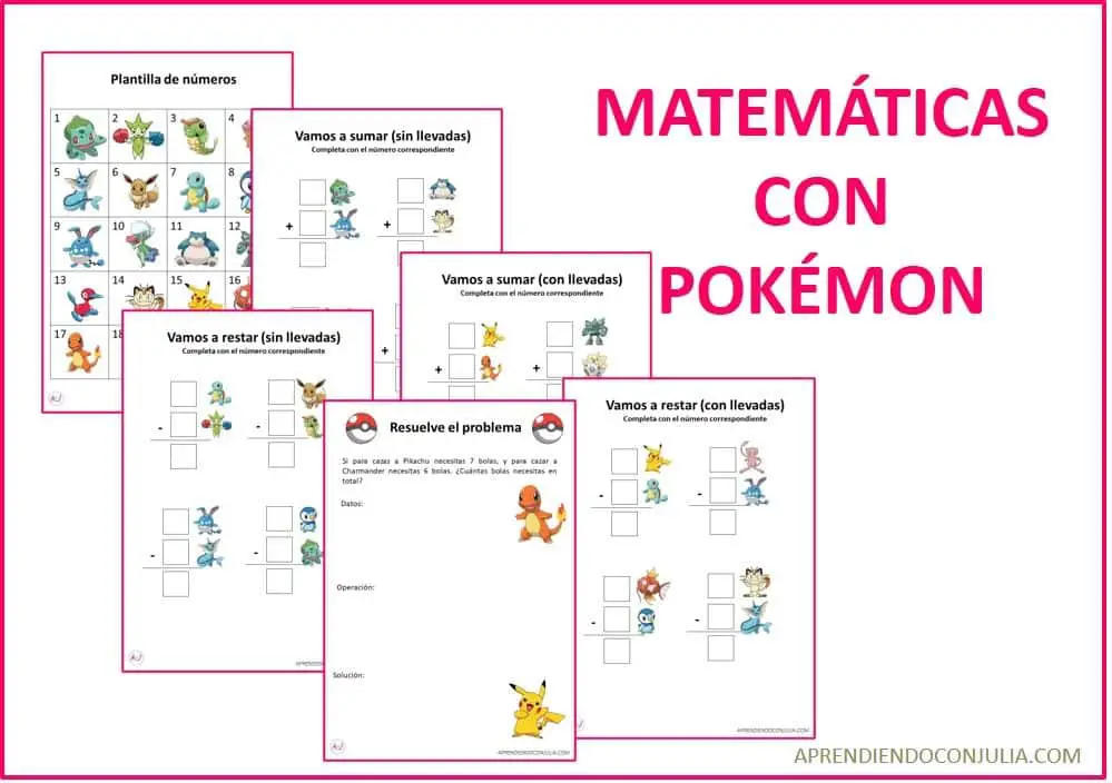 Actividades de matemáticas de Pokémon para imprimir