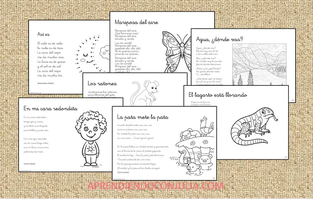 Poesías infantiles para imprimir y colorear - Aprendiendo con Julia
