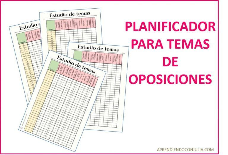 Planificador de temas para imprimir - Aprendiendo con Julia