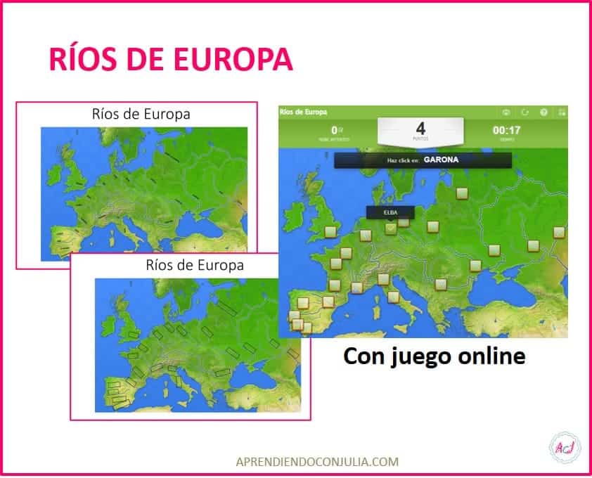mapa ríos Europa completar juego interactivo