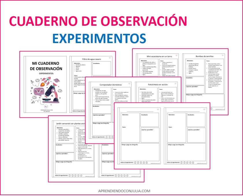 CUADERNO DE OBSERVACION DE EXPERIMENTOS INFANTILES PARA IMPRIMIR GRATIS