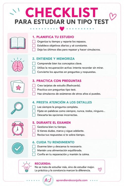 consejos para estudiar un examen tipo test
