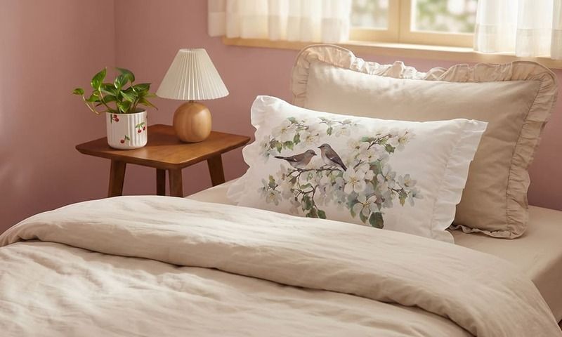 dormitorio verano telas y cojines