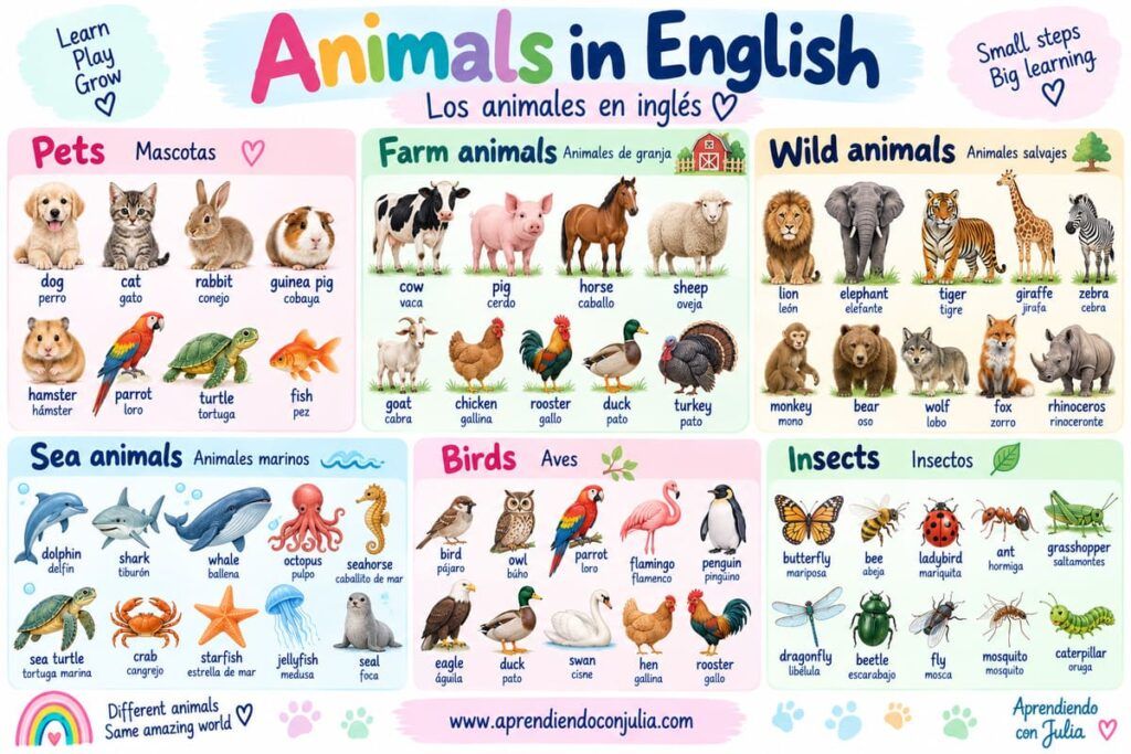 animales en inglés