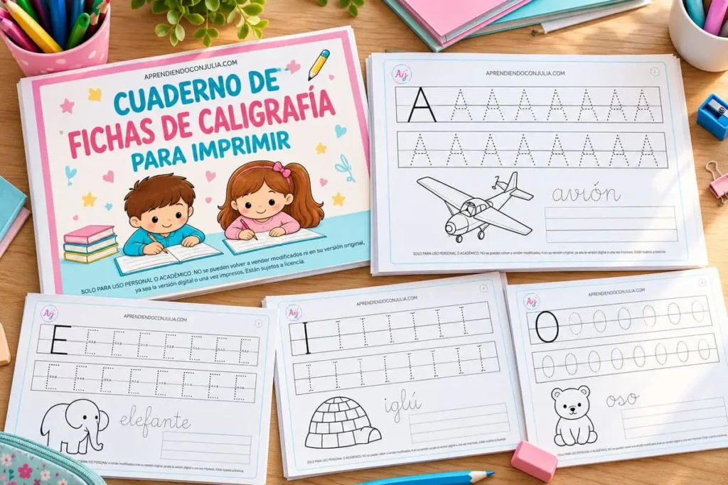 Cuaderno de caligrafía para niños en PDF para imprimir