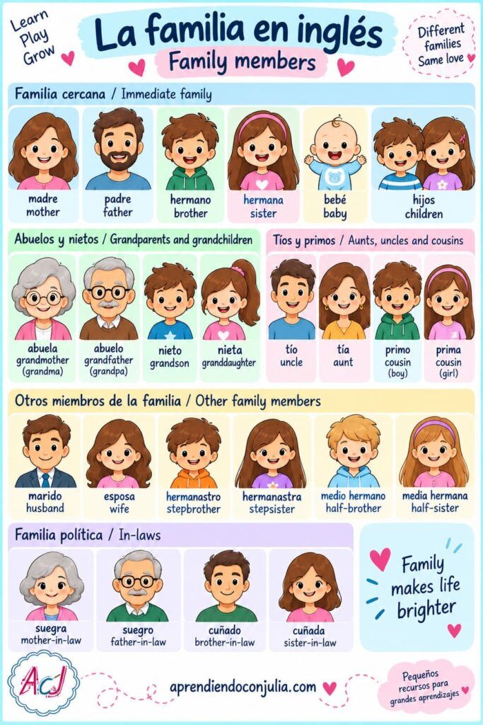 la familia en ingles póster para imprimir