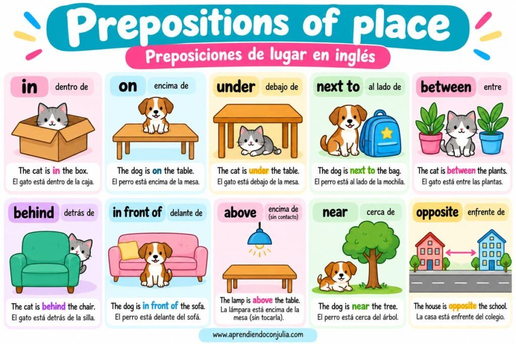 Preposiciones de lugar en inglés