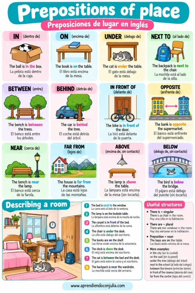 Preposiciones de lugar en inglés