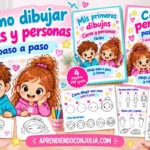 Cómo dibujar caras y personas fáciles paso a paso con dos cuadernos PDF gratis para imprimir.