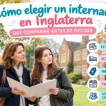 Madre e hija frente a un internado en Inglaterra. Guía para comparar estudios, alojamiento, precios, vacaciones y convivencia antes de elegir colegio.
