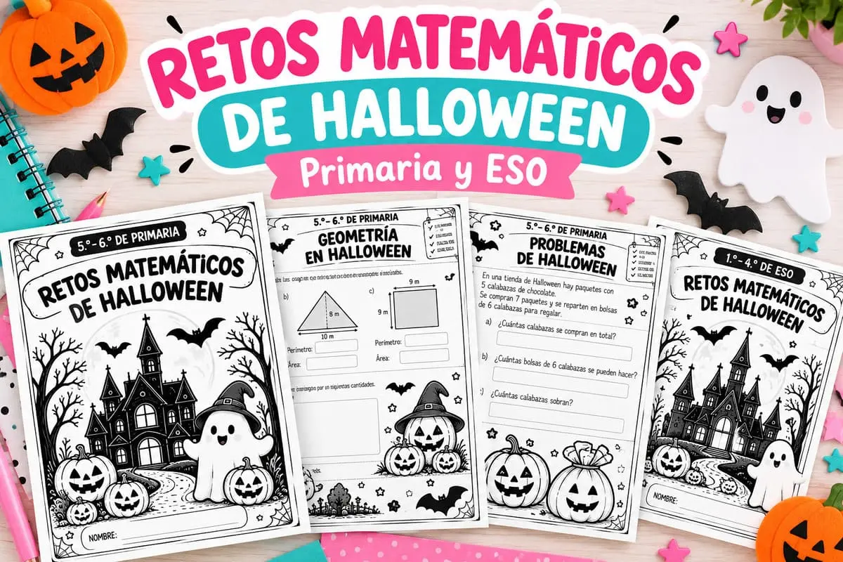 Retos matemáticos de Halloween para Primaria y ESO para imprimir