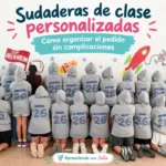 Sudaderas de clase personalizadas con nombres de alumnos y diseño de fin de curso.
