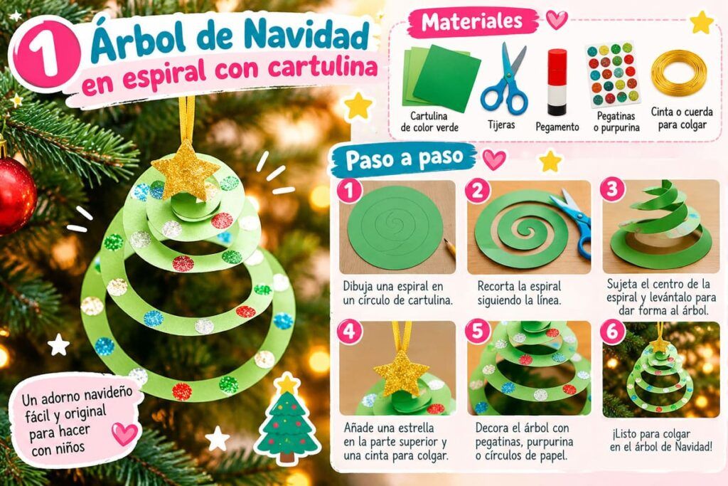 árbol de Navidad en espiral con cartulina